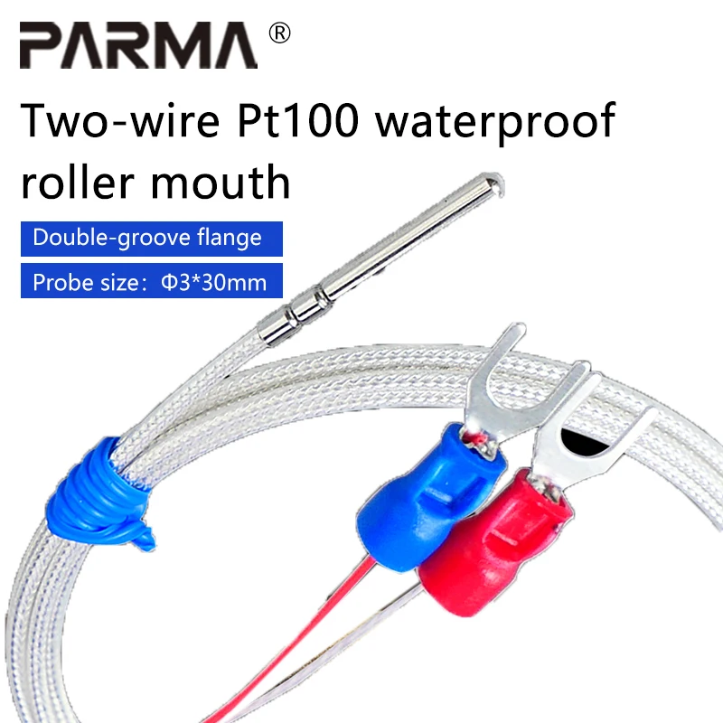 Pt100 temperature sensor, roll-mouth packaged temperature measurement probe, two-wire probe platinum resistance thermometer