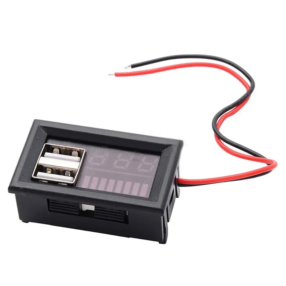 1PC Voltage Meter DC 5V LED Digital Display Voltmeter Battery Tester Panel For DC 12V Car Motorcycles Vehicles USB 5V2A Output