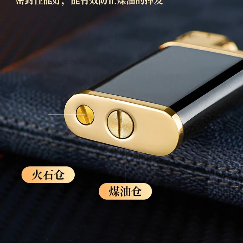 Creative Metal One Click Ejection Ignite Kerosene Lighter Safety Lock Buckle Retro Personalized Lighters Smoking Wholesale