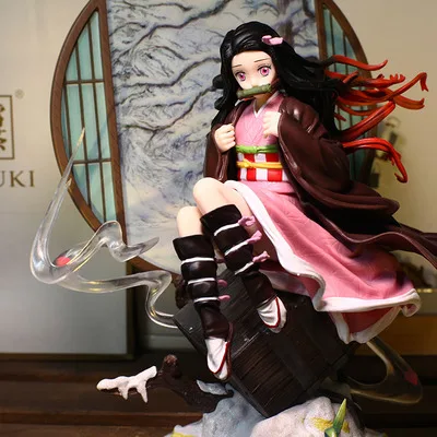 17cm led luz anime demônio slayer kamado nezuko figura de ação pvc coleção modelo decoração para casa presente aniversário natal