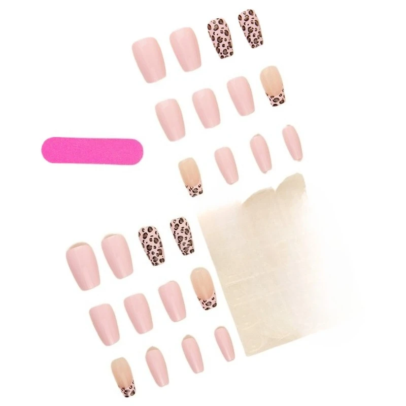 

Wearing armor short leopard print nude babes European and American style fake nail patch