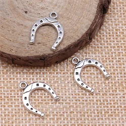 WYSIWYG 40pcs 16x13mm Charms Lucky Horseshoe Horse Tibetan Bronze Silver Color Pendants Antique Jewelry Making