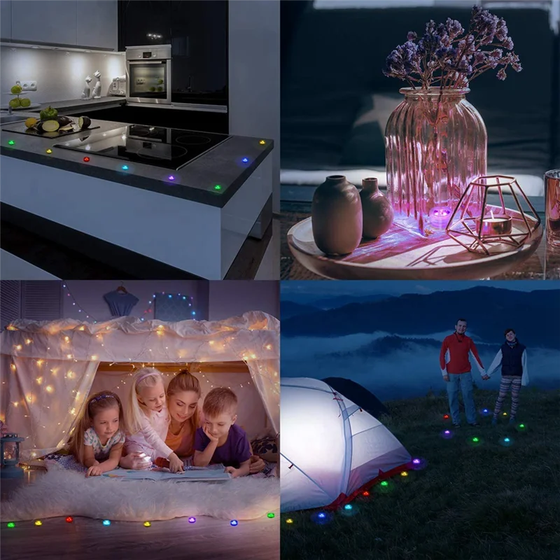 AA49 20Pcs Wireless Colorful LED Car Interior Ambient Light Remote Control Battery Operated Vase Pool Pond Lantern Decoration