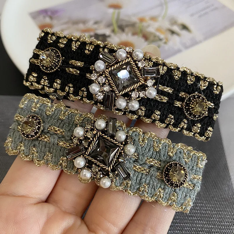 Luxury Brand High Quality Hair Clip Fashion Imitation Pearl Rhinestone Black White BB Clip Barrettes Girl Women Hair Accessories