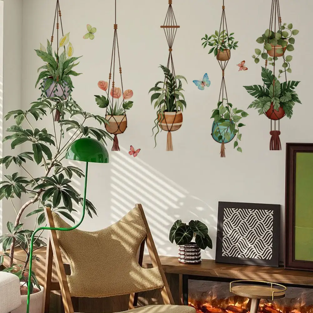 30x90cm Botanical Leaf Wall Sticker Self Adhesive PVC Wallpaper Aesthetic Mural For Interior House Room Wall Art Decor