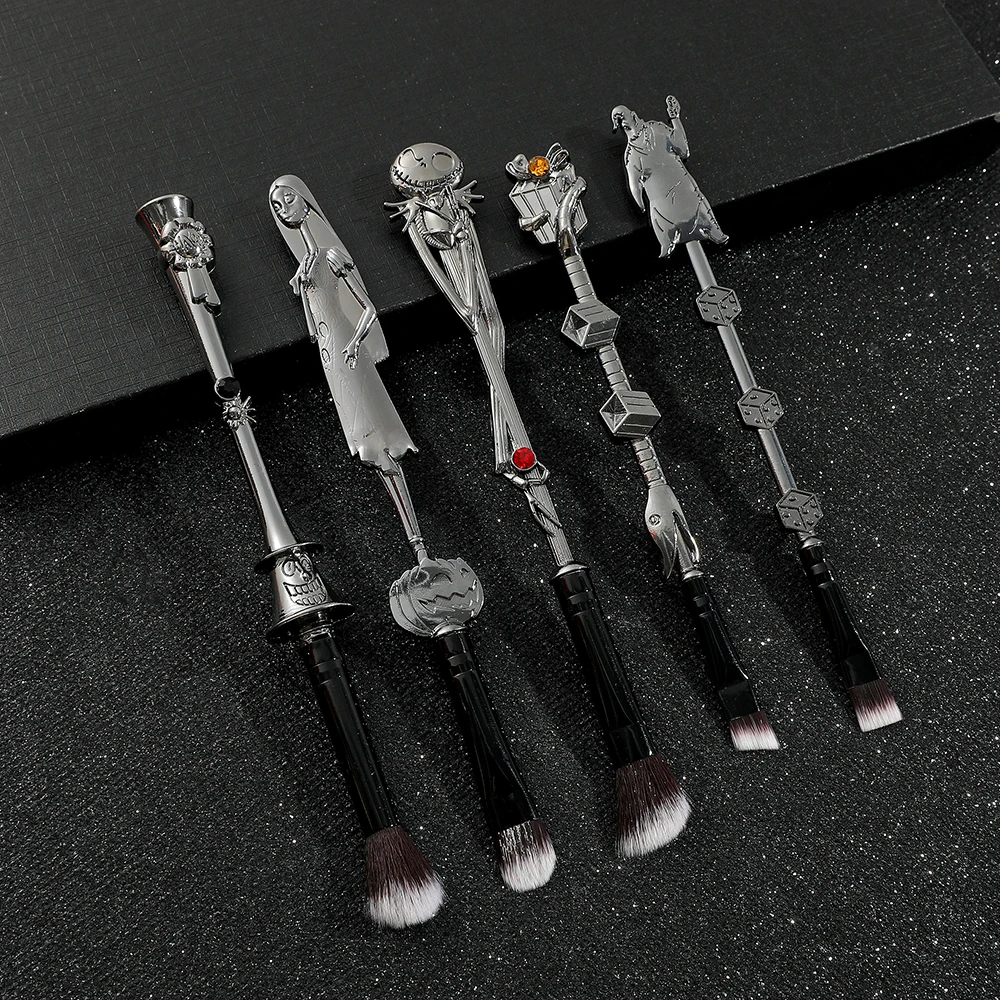 Halloween makeup brush 5 pieces dark style creative skull makeup brush set personalized metal eye shadow brush Halloween decorat