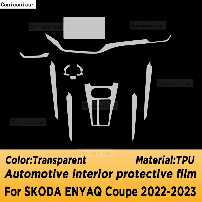 For SKODA ENYAQ COUPE 2023 Gearbox Panel Dashboard Navigation Automotive Interior Protective Film TPU Anti-Scratch Accessories