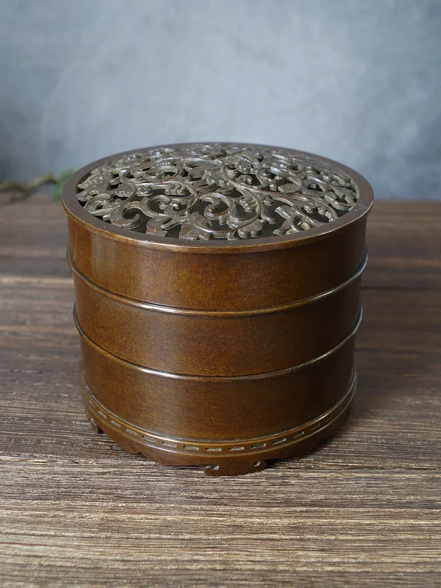 

Sugong Purple Copper Entangled Branch Fragrant Seal Incense Stove Three layer Printing Incense Stove Incense Dao Tea Hot sales