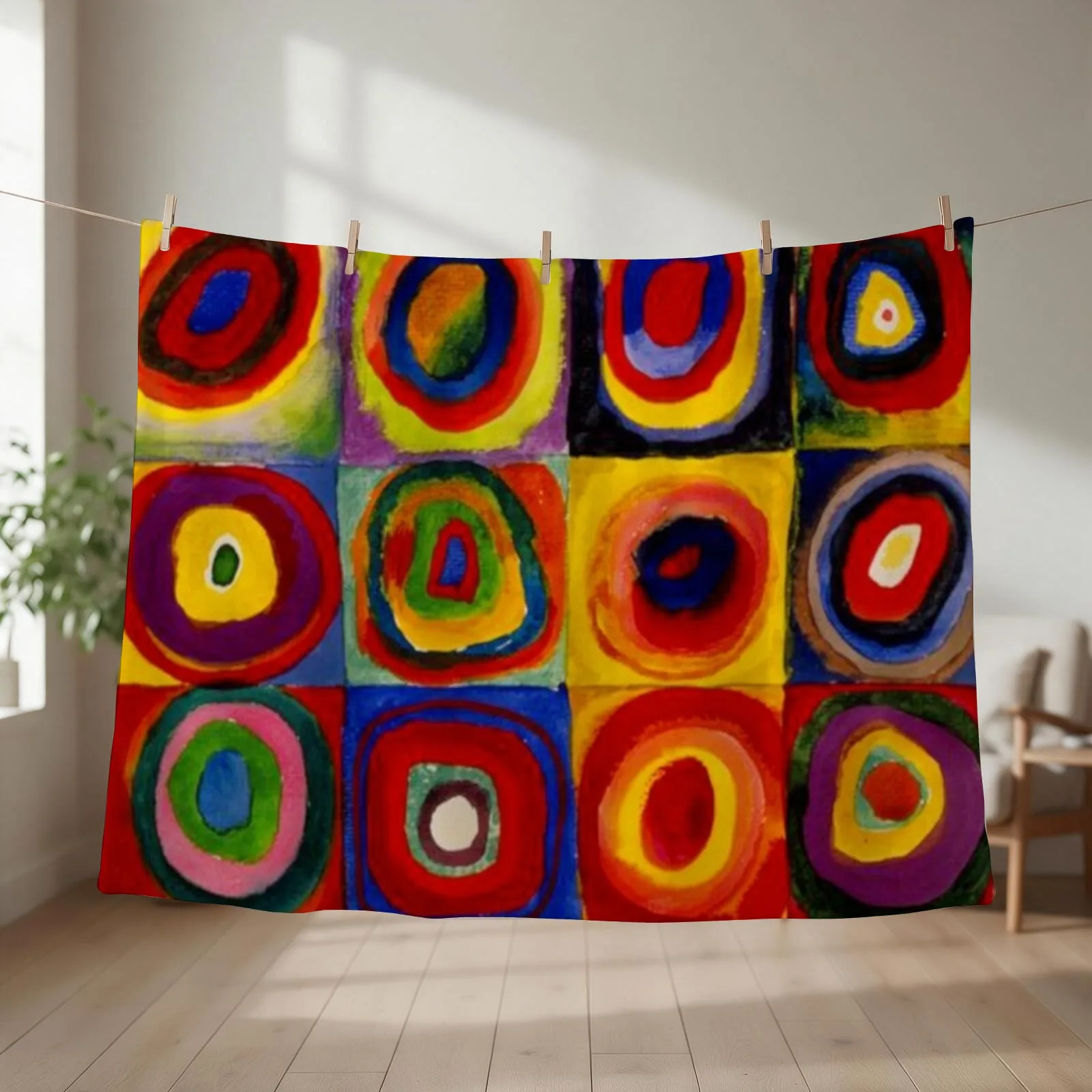 Kandinsky - Squares with Concentric Circles | Kandinsky Color Study Throw Blanket