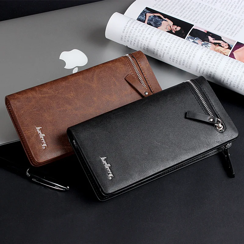 Baellerry Long Men Wallets Business Card Holder Male Purse Name Customized Quality Zipper Large Capacity Wallet For Men