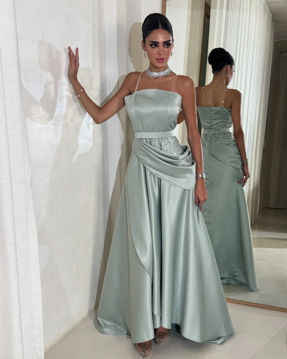 

Изысканные платья трапециевидной формы со стразами и прозрачными бретелями по индивидуальному заказу, длинные платья, платья для особых случаев на заказ, элегантная мода