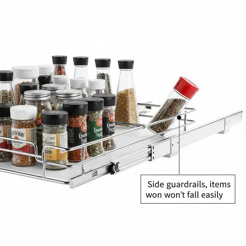 

12.5"Wx16.5"Dx3.5"H Pull Out Cabinet Organizer, Heavy Duty Slide Out Pantry Shelves, Steel Roll Out Drawers, Sliding Drawer Storage for Home Under Sink, 14"Wx17.5"Dx7"H Install Size for Cabinet