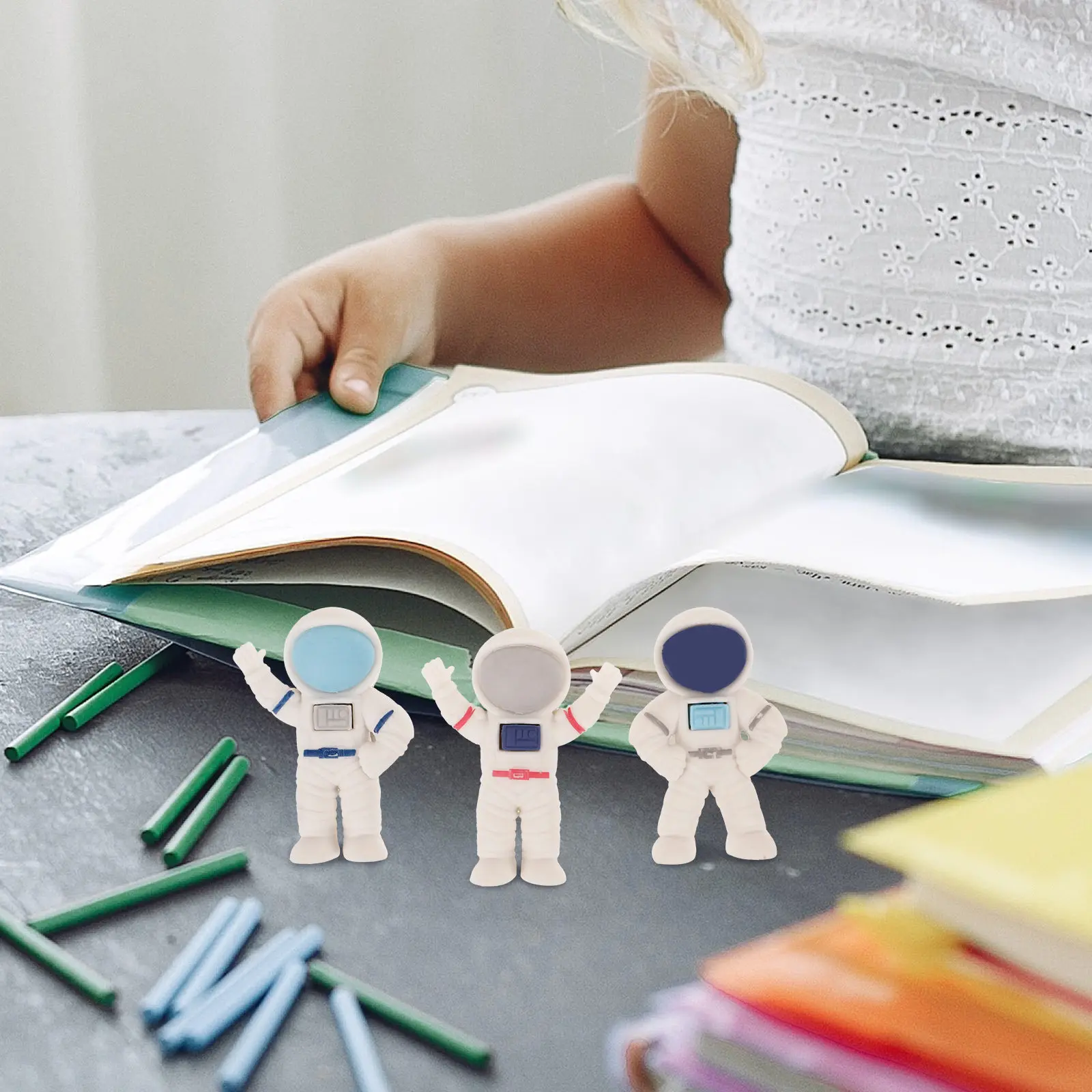 

24Pcs Tiny Astronaut Erasers Delicate Craftsmanship Bright Colors Mini Erasers for Students Classroom Drawing Painting Learning