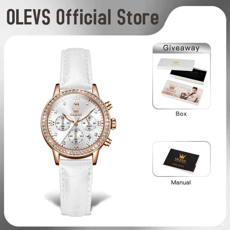 OLEVS 5606 Women‘s Watch Original Light Luxury Fashion Quartz Wristwatch Diamond Bezel Reloj Waterproof Luminous Ladies Watch