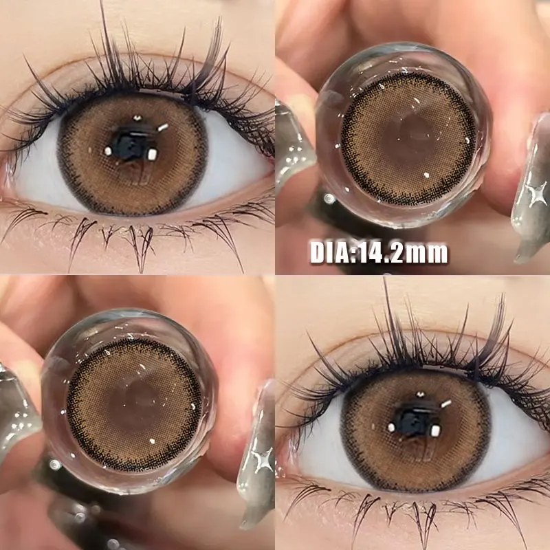 Duoxiu 2pcs Color Contact Lenses With Nature Eyes Brown Myopia Degree-0.00~ -8.00 Beauty Pupil Makeup Eye Fast Shipping