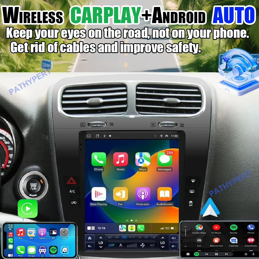 9.7" Android 15 For Dodge Journey 2012-2020 Car Multimedia Player Radio Auto BT Wirreless Carplay Screen GPS Navigation 4G FM view 2