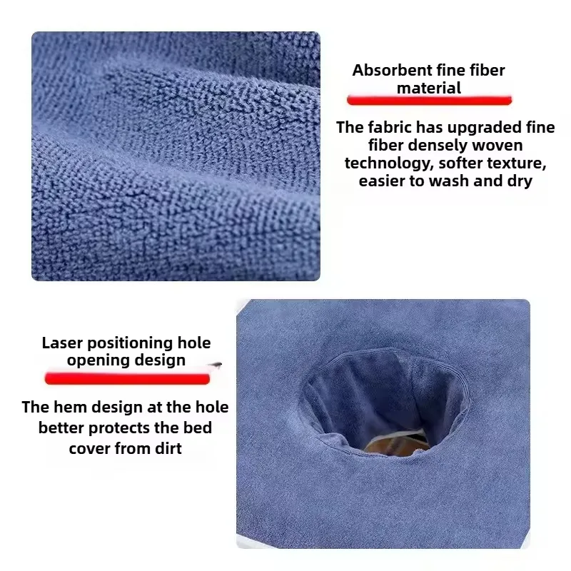 Thickened SPA Massage Table Towel with Face Hole Push 40x80cm Superfine Fiber Bandana Cover for Beauty Salon Home Hotel Therapy