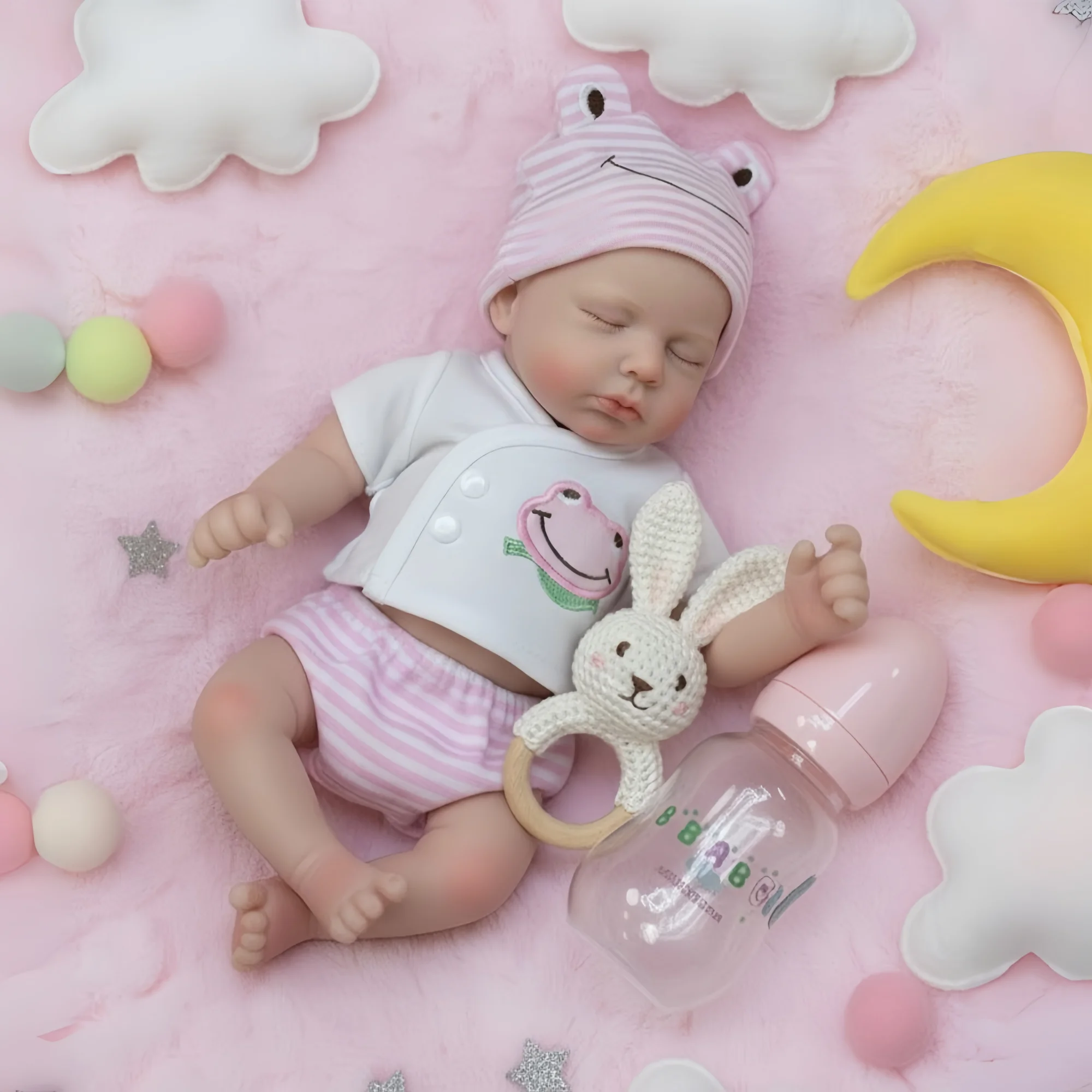 Attyi Can Open Mouth 13Inch Loulou Full Body Solid Silicone Reborn Girl/Boy Dolls Painted Newborn Dolls Washable bebé silicona