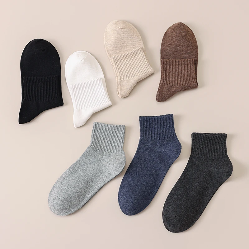 Socks For Men New Simple Style Classic Color Short Socks Breathable Soft Cotton Plain Socks Absorb Sweat Business Comfort Casual