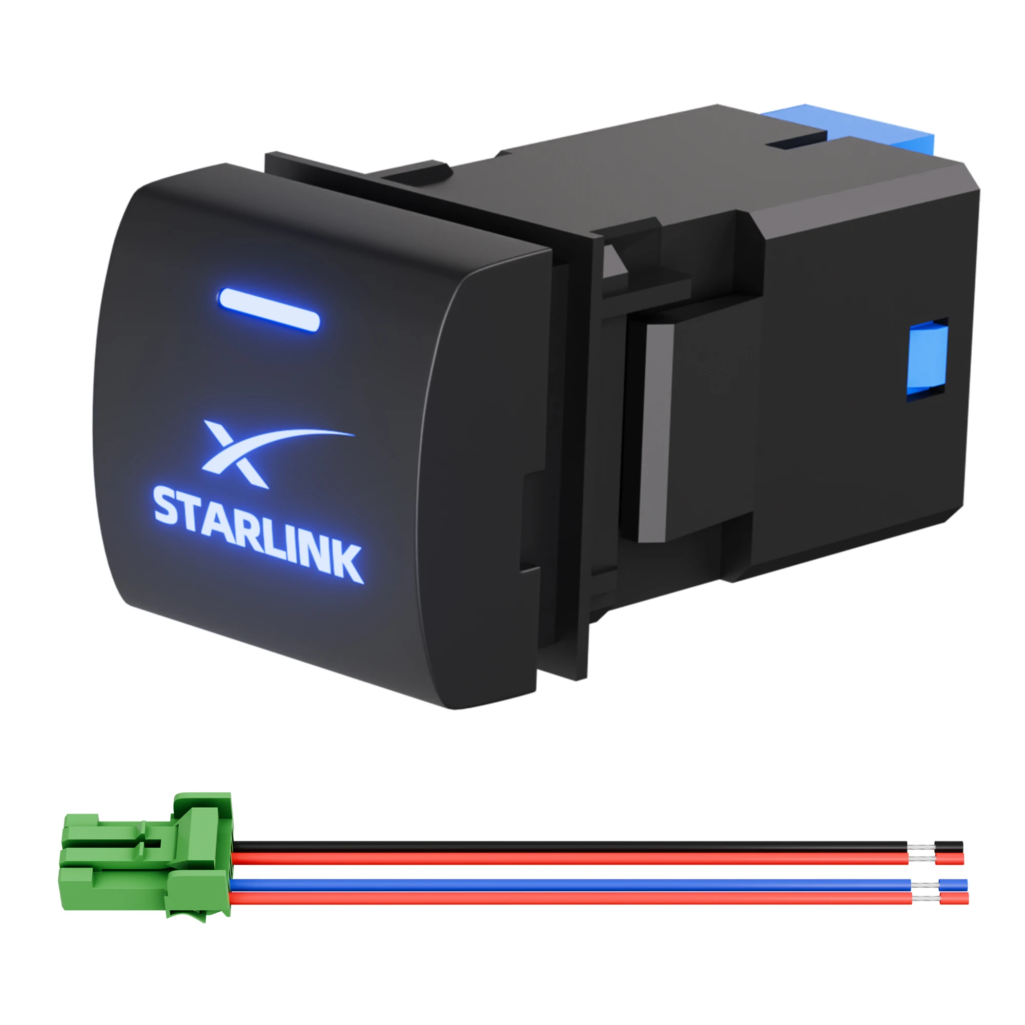 Push Button Switch for Starlink Series 4-Pole 12V On Off Switch 22.5X22.5MM LED Power Switch with Wiring Harness For Toyota