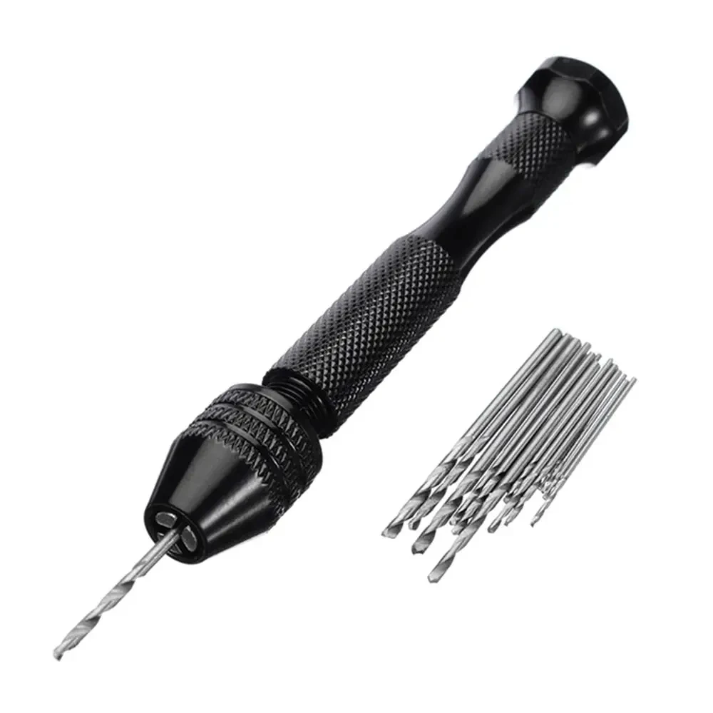 Mini Micro Aluminum Hand Drill With Keyless Chuck HSS Steel Twist Drill Bit Woodworking Drilling Rotary Tools Hand Drill Manual