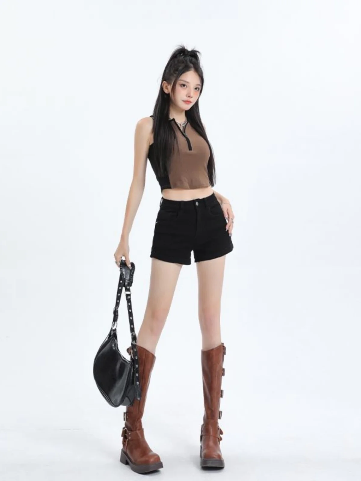 Celana Pendek Denim Wanita High Waist Tipis Elastis Longgar Slim A-Line Seksi Hot Pants Katun Stretch Jeans Pakaian Musim Panas