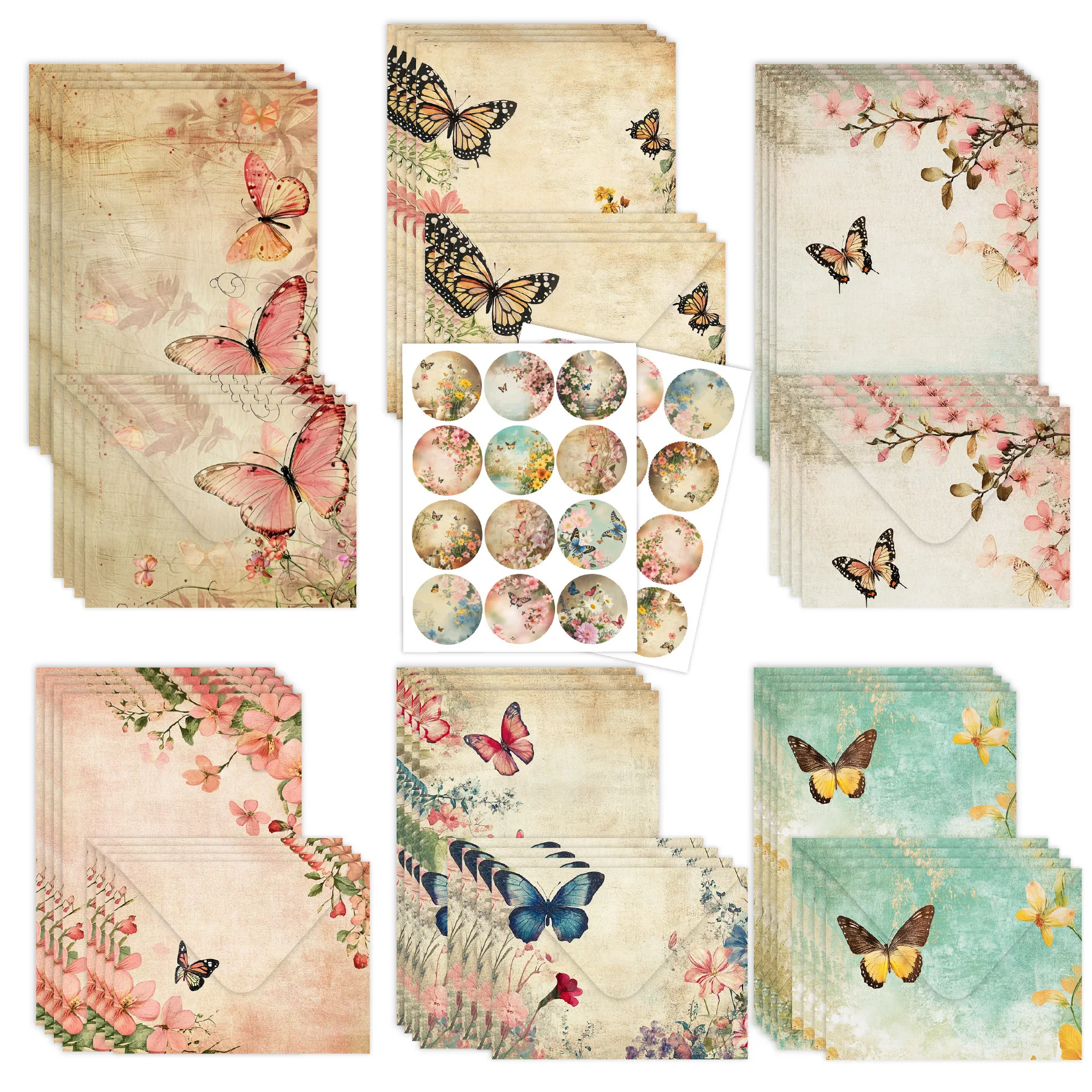 24pcs Vintage Floral Letter Writing Set Western Style Paper and Envelopes for Handwritten Notes, Romantic Gifts and Pen Pal Mail