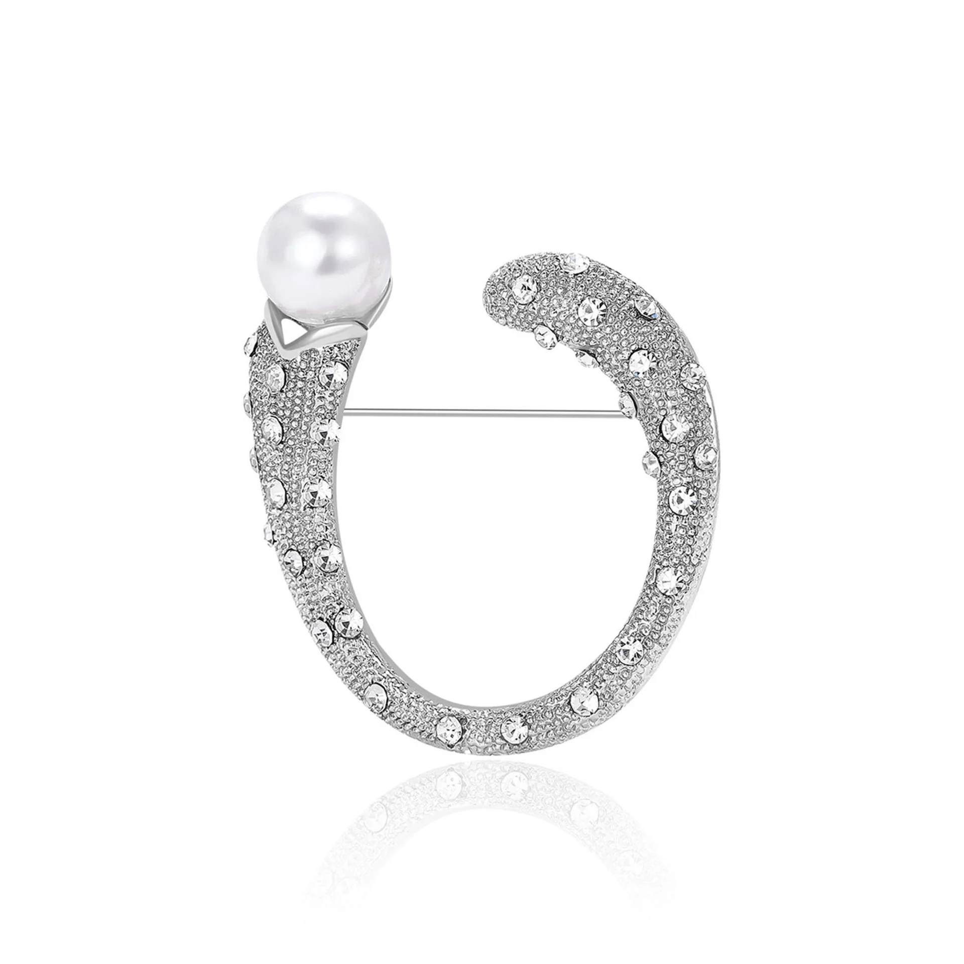 

Rhinestone Pearl U-brooch Women Men 2 Color Delicate Pin Banquet Party Suit Jacket Hat Shoes With Accessories Jewelry Gift