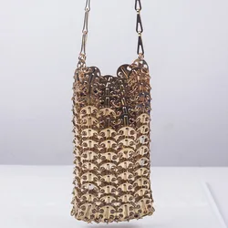 Metal Sequins Chain Woven Bag Hollow Evening Bags Luxury Women Bags Designer Handbag Clutch Female Travel Holiday Shoulder Bag