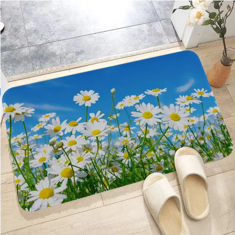 Daisy Flowers Bathroom Mat Cheaper Anti-slip Modern Living Room Balcony Printed Toilet Rug