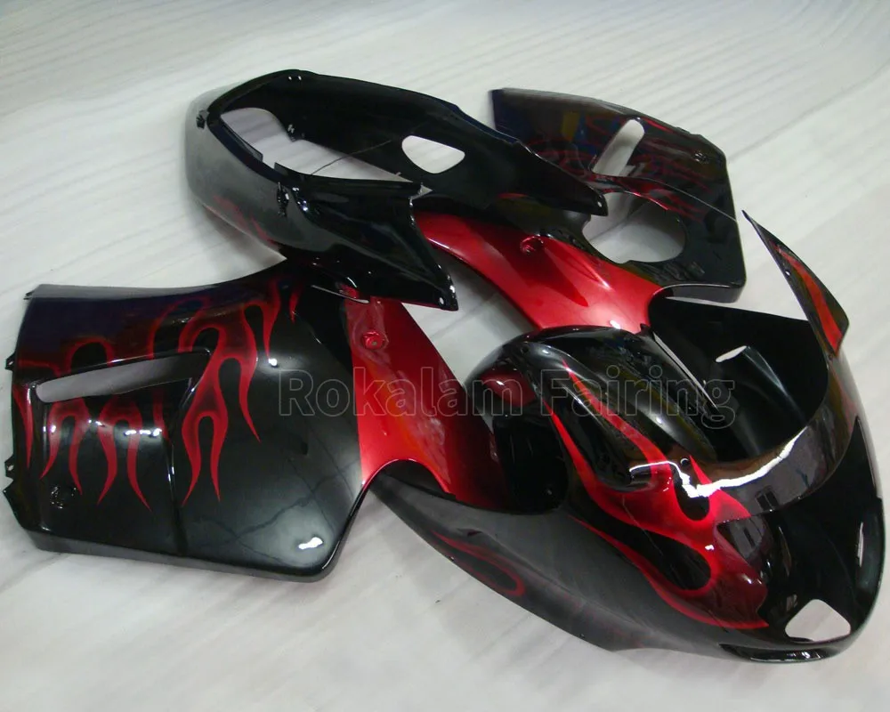 For Honda CBR 1100XX Blackbird CBR1100XX 1996-2007 CBR1100 XX Red Flame Black Motorcycle Fairing (Injection Molding)