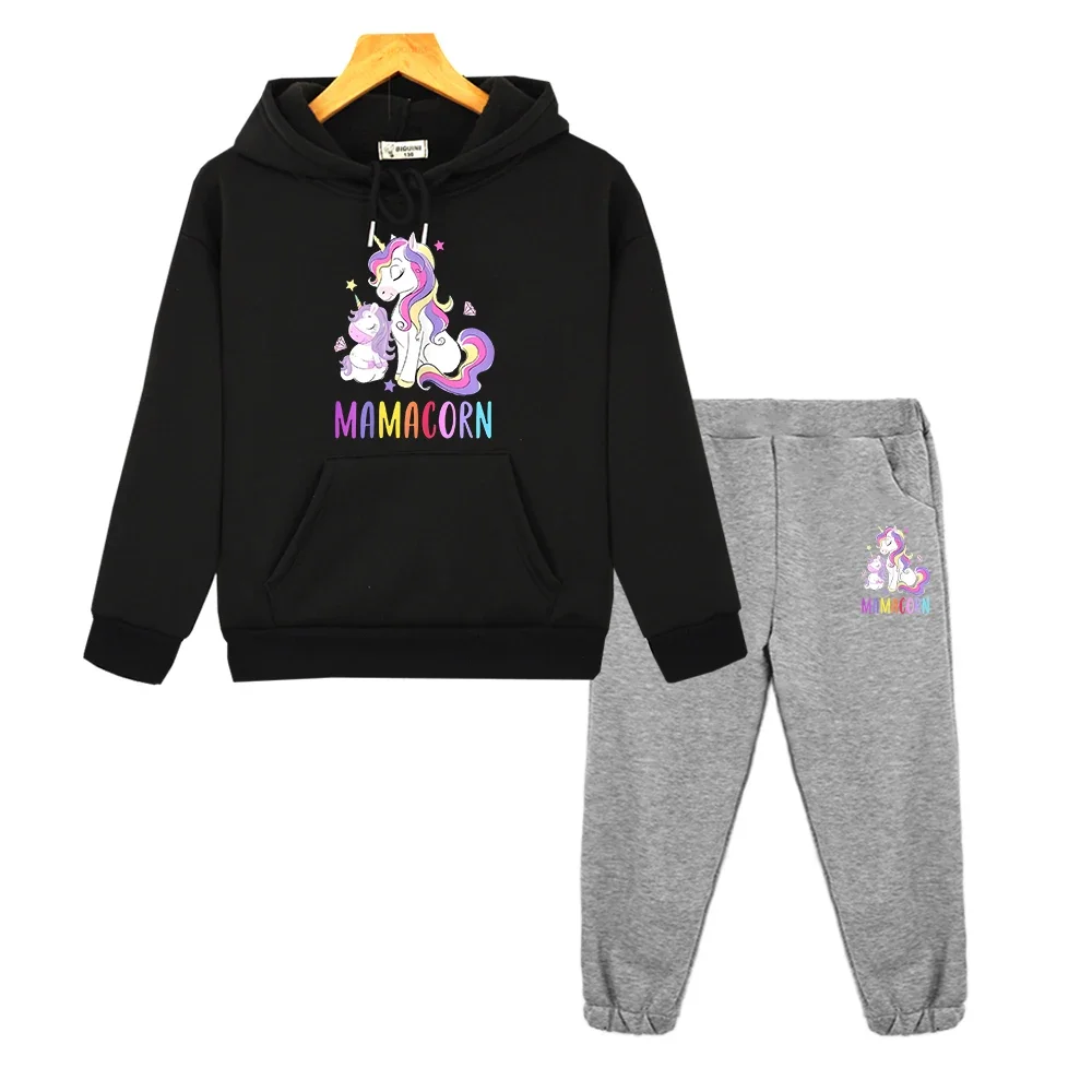 

Unicorn Print boys girls Hooded Sets Kawaii anime hoodie Autumn sweatshirt Fleece pullover Cartoon Jacket kids boutique clothes