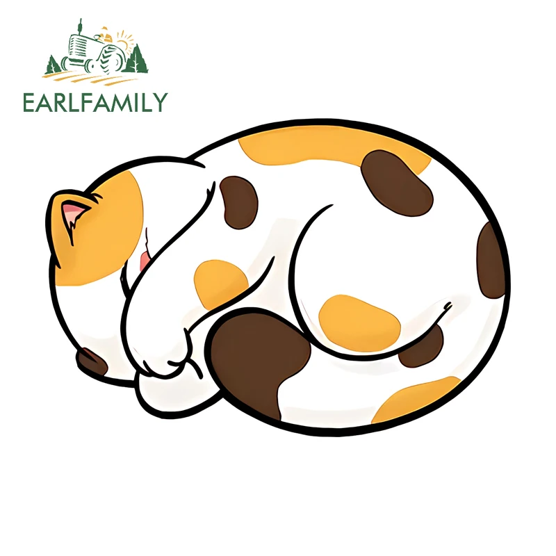

EARLFAMILY Наклейки с милыми спящими котами для автомобиля и грузовика, солнцезащитные наклейки для серфборда и багажа, водонепроницаемые забавные наклейки для гитары, автомобильные аксессуары
