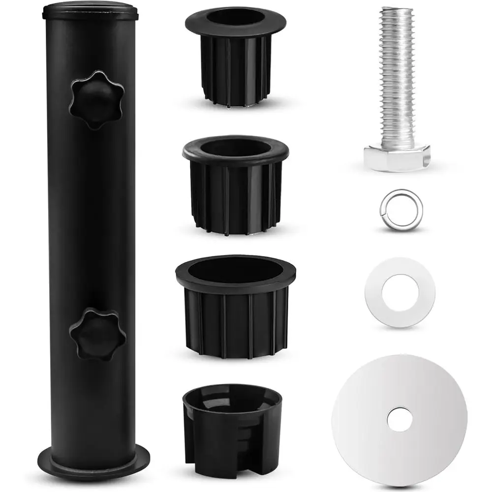 Heavy-Duty Metal Outdoor Umbrella Mount, Replacement Pole Holder for Balcony or Pool Area (Black)