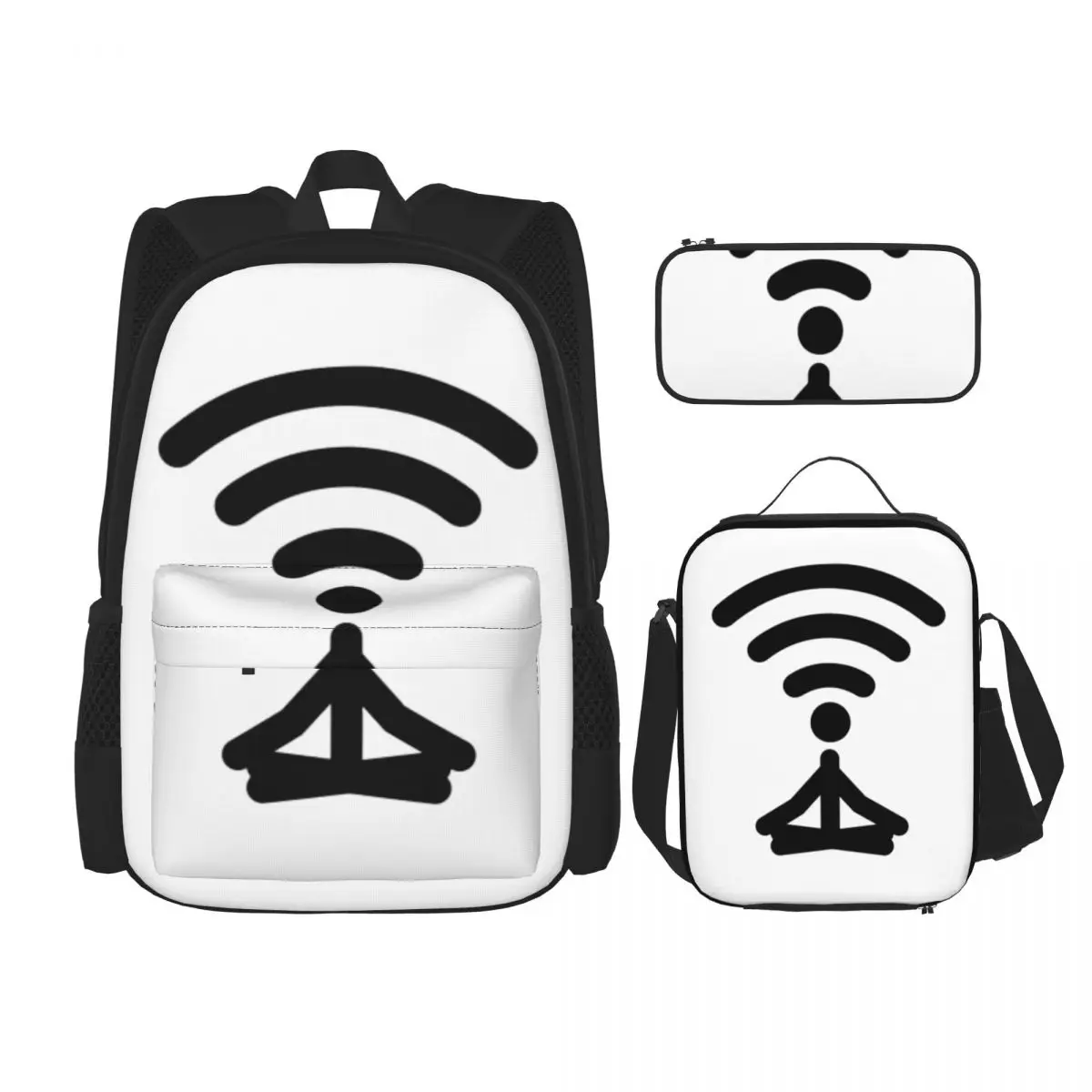 

Meditate Wifi Icon Backpacks Boys Girls Bookbag Children School Bags Cartoon Kids Rucksack Lunch Bag Pen Bag Three-Piece Set