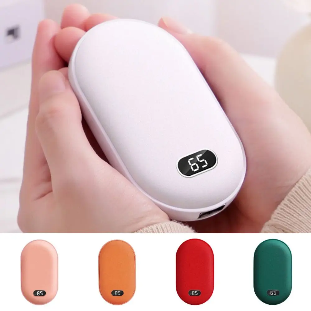 2024 2 In 1 Pebble 10000mAh Hand Warmer Double-sided Quick Heating Mini Pocket Warmer Electric Digital Mobile Power Bank Winter