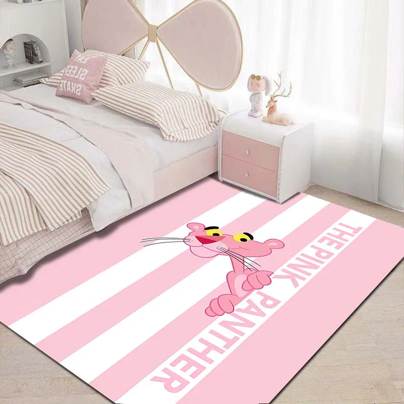 MINISO Pink Panther Printing Carpet for Girls Room Living Room Bedroom Home Decor Area Rug Non-slip Mat Pink Room Decor Sofa Mat