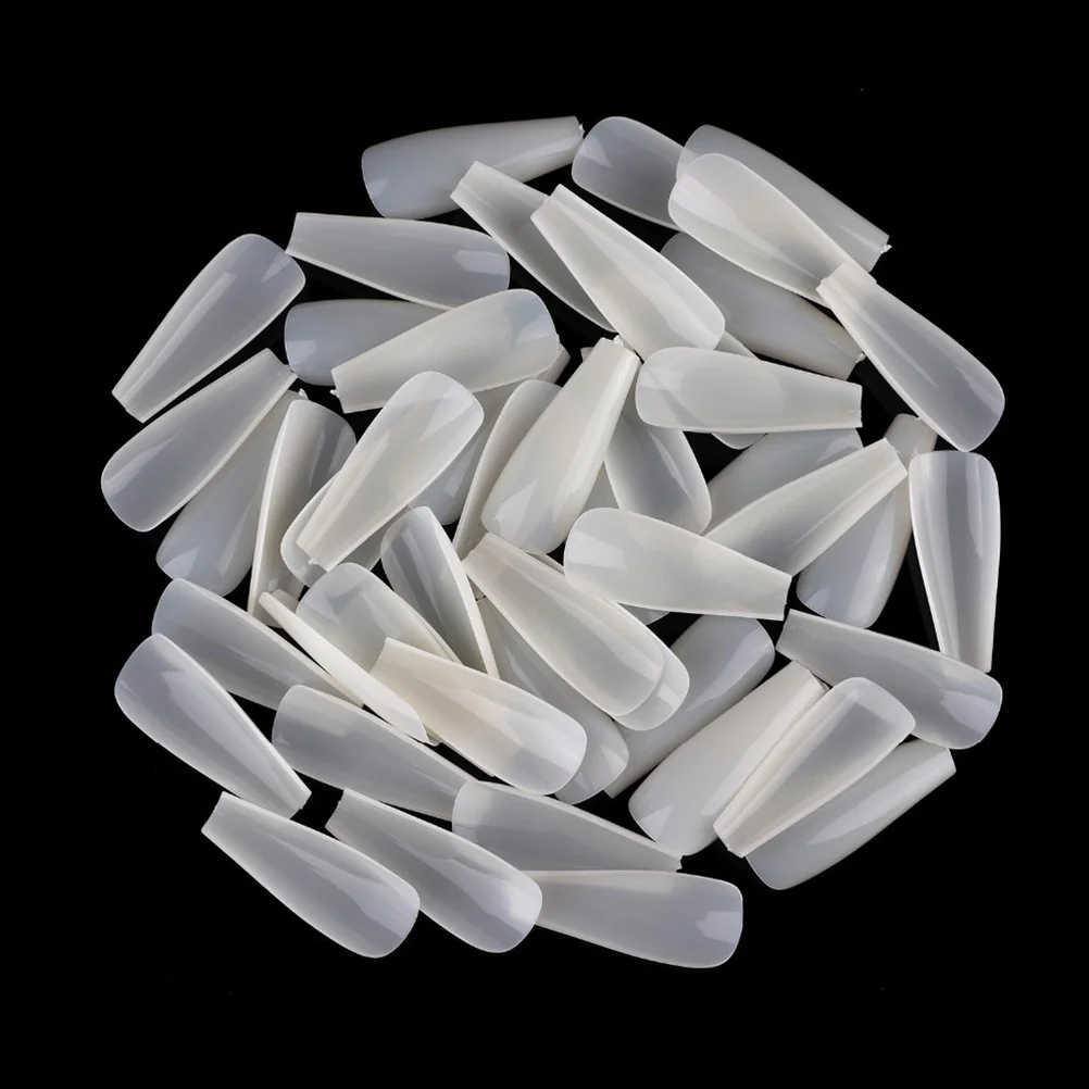 

500Pcs Long Coffin Fake Nails ABS Full Cover Ballerina Nail Tips 10 Sizes White Case for Valentine Gift Fake Nail Tips