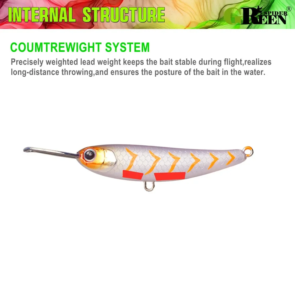 Sinkender Minnow-Angelköder, 63 mm/17 g, künstlicher Bleistiftköder für Barsch-Forellen-Angelköder – Detail 4