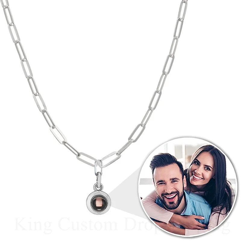 

New Projection Circle Necklace Custom Photos Boyfriend and Girlfriend Gifts Romantic Warm Jewelry Valentine's Day Gifts