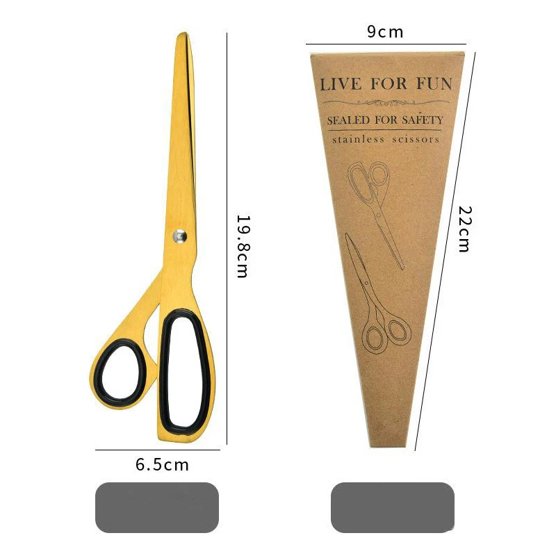 Fashion Stainless Steel Scissors Asymmetric Design Brass Color Gold Scissors Simple Office Photo Stationery