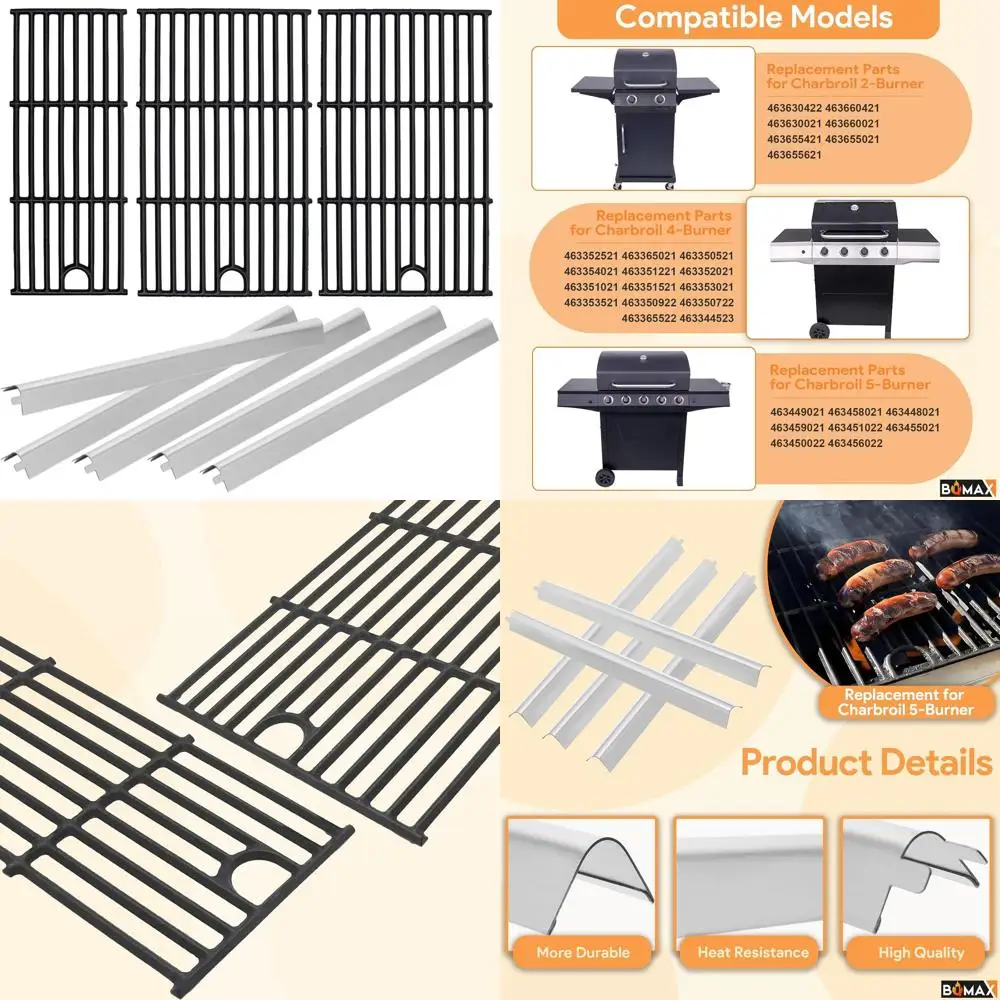

5-Burner Charbroil Grill Replacement 17 Cooking Grate & Heat Plate for Models 463449021, 463451022, 463448021, 463450022, 463455