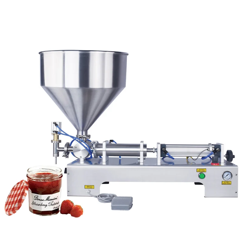 Máquina de llenado de pasta comercial, 220V, 110V, miel, mantequilla de maní, salsa de tomate, crema, máquina de llenado de líquidos neumática cuantitativa