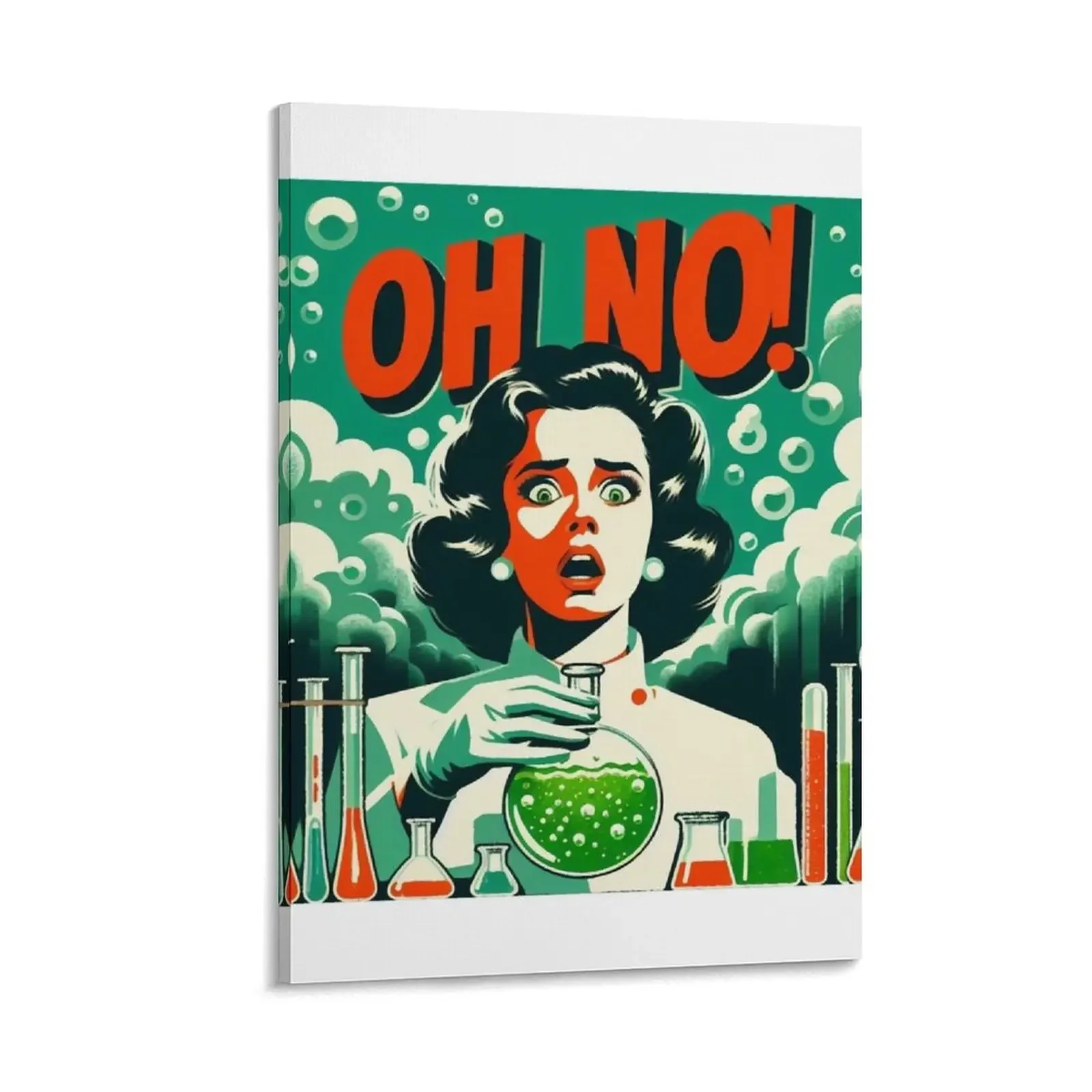 

Retro science fiction Woman scientist Oh no! 1960s Canvas Painting Decorative paintings bedroom decor Decorative picture