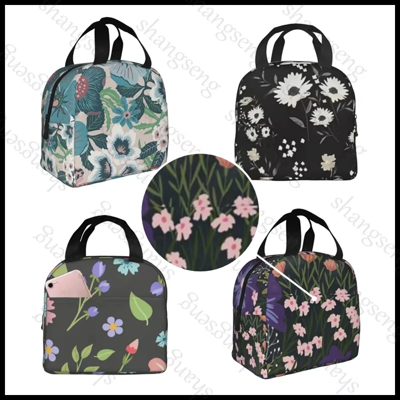 Cartoon flower pattern Lunch bag insulated lunch box bag students and office workers carry lunchs box bag insulated Lunch Pack