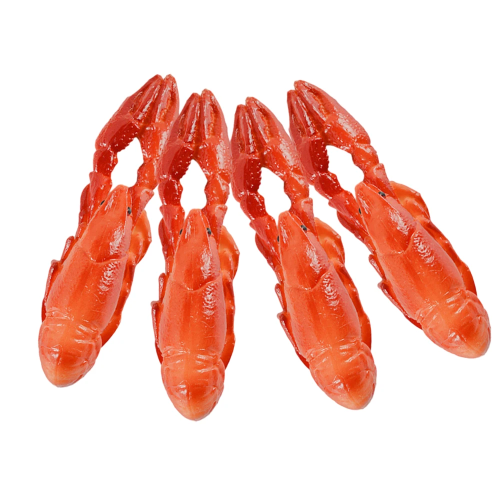 

4pcs Simulated Lobster Toy Figure Realistic Artificial Shrimp ange Fake Food Props Educational Toys PVC