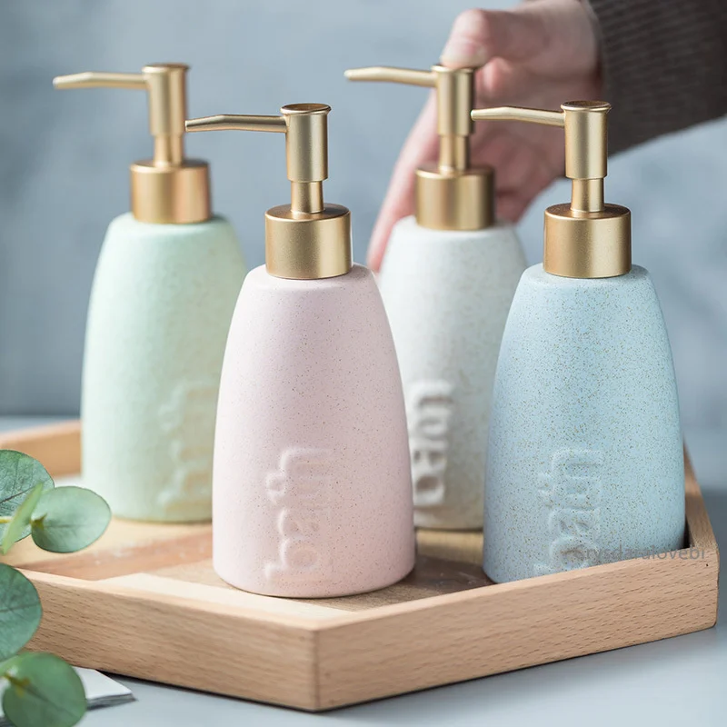 Nordic Ceramic Hand Sanitizer Bottle Shampoo Body Wash Conditioner Sub-bottling Hotel Club Press Lotion Bottle