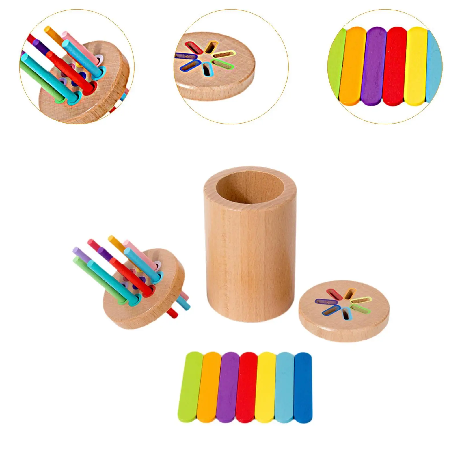 Copo de classificação de cores para crianças, caixa de classificação de madeira, brinquedo de coordenação, brinquedo educacional para crianças de 2 a 5 anos