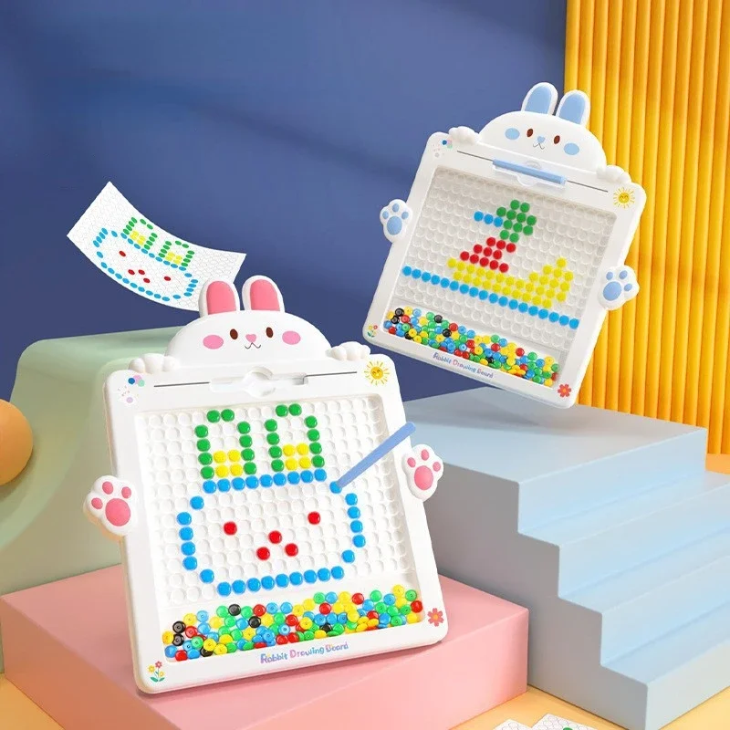 子供用磁気お絵かきボードおもちゃ漫画ウサギマグネットビーズお絵かきタブレット赤ちゃんモンテッソーリ早期教育玩具