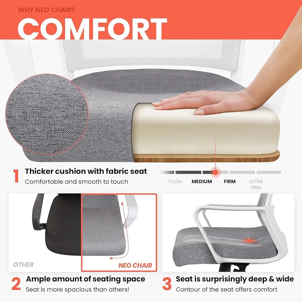 Office Chair Gaming Desk Computer Chair Ergonomic Mesh Mid Ba With Wheels Lumbar Support Comfy Swivel Adjustable For Home